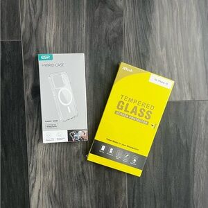 iPhone 15 Hybrid Case and Tempered Glass Screen Protector